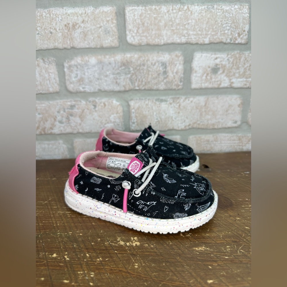 Hey Dude Wendy Toddler Unicorn Black Girls Slip On Shoes Size 7 - 0314